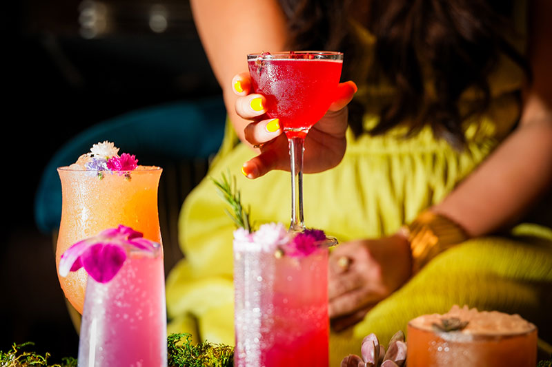Coloroful pink cocktails